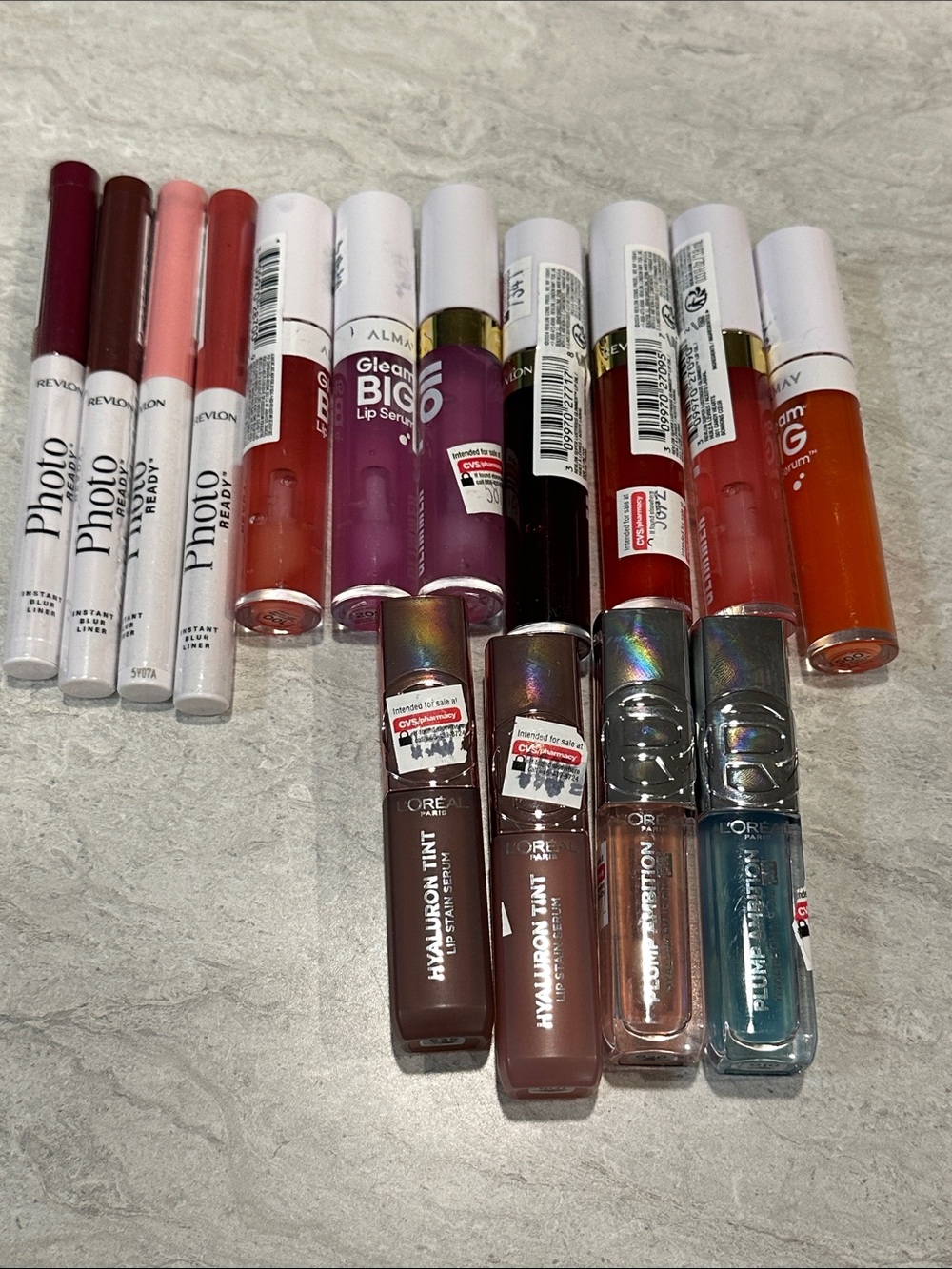 Assorted Lip Gloss & Lip Stain Set - Pink, Red, Orange, Nude, Blue